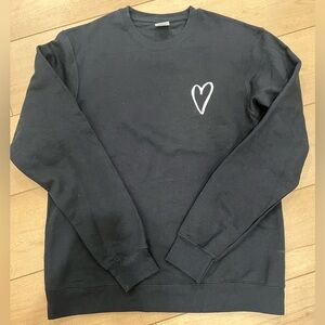 Black sweatshirt with tiny white heart